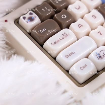 XVX 148 Keys Cat Theme Keycaps MAO Profile Key Cap Korean Glossy Cute Keycap for Keyboard 61 64 68 78 87 96 98 104 108