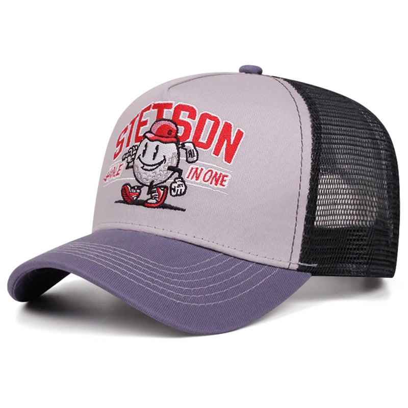 2025 Creative New Mesh Hat STETSON Snowman Truck Hat Outdoor Cycling Sunshade Skateboard Hat Daily Commuting Baseball Hat Unisex
