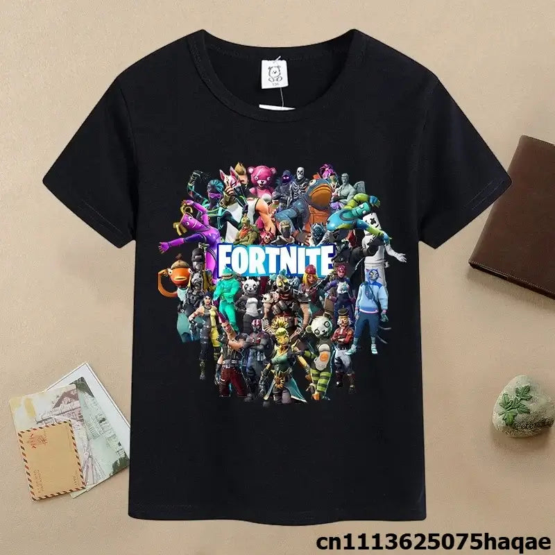 Summer Fortnite Children T-shirt Cartoon Game Figure Printed T-shirt Boys Casual Sports T-shirt Short Sleeves Kids Clothing