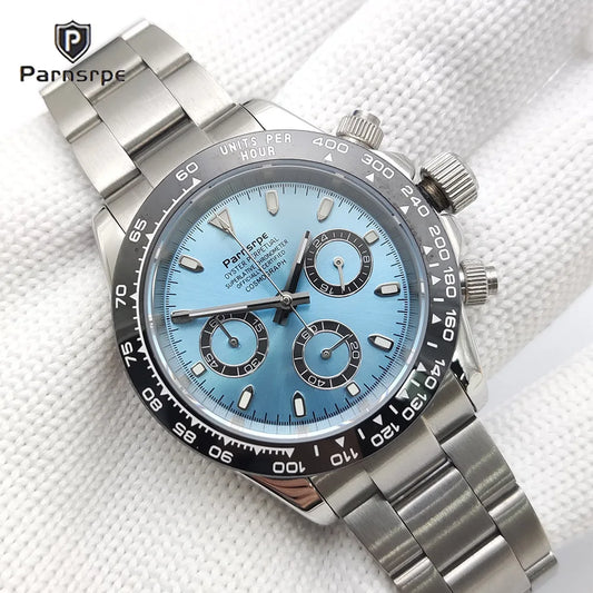 39mm Watch Quartz for Men Luxury Chronograph Fashion Sapphire Trendy Stylish Sports Mens Steel Band Wrist Watches