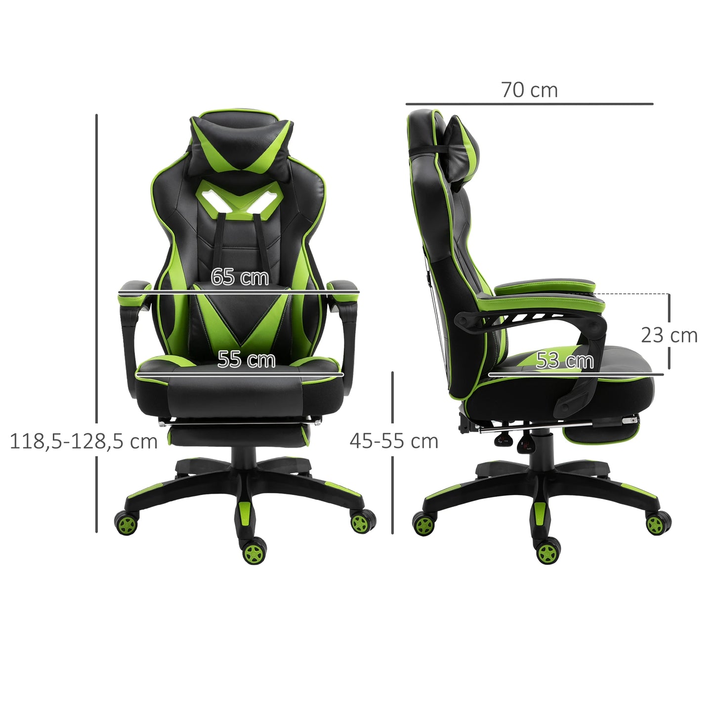 Vinsetto Ergonomic Racing Chair Reclining Backrest 65X70X118.5-126.5Cm