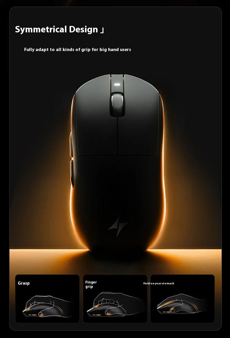 ATK A9 Ultra Wireless Gaming Mouse Tri-Mode 8K, 53g Lightweight Gaming Mouse with Bluetooth, 2.4GHz & Wired, Esports Mouse for PC