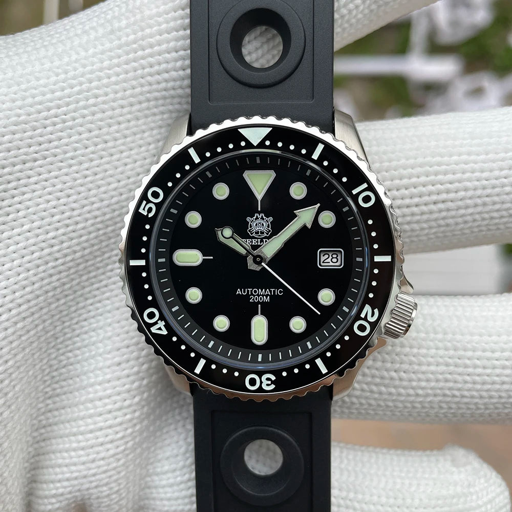 Mechanical Watch for Men STEELDIVE SD1973 Japan NH35 Automatic Movement Ceramic Bezel 200M Waterproof Classic Dive Small Abalone