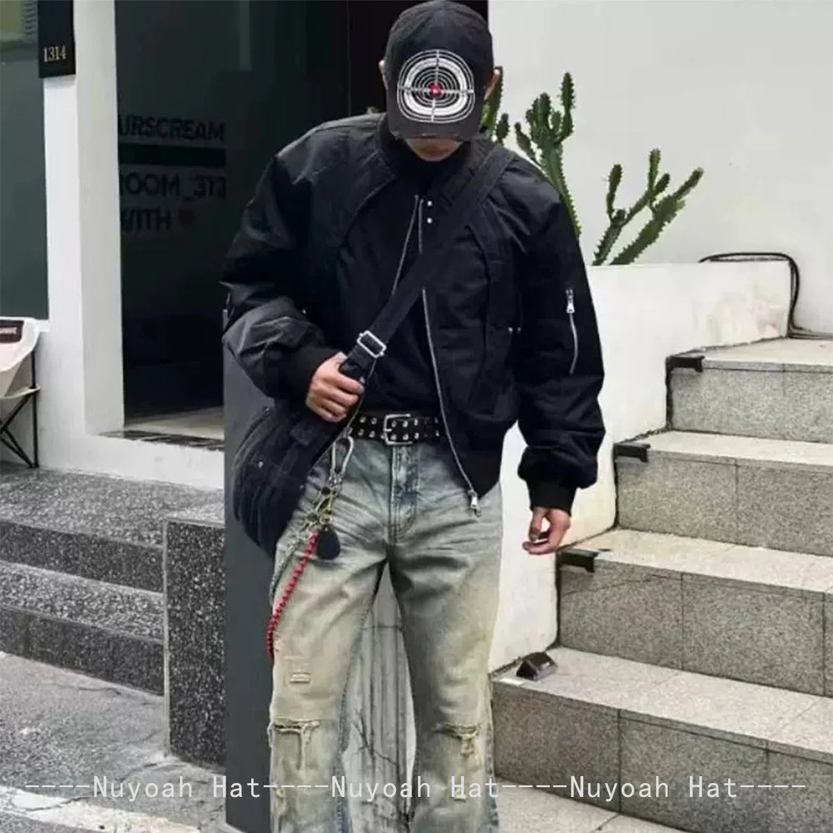 New Unisex Broken Style Bull's-eye Cross Embroidery Baseball Hats Sunshade Personal Versatile Peaked Caps Street Fashion Hip Hop