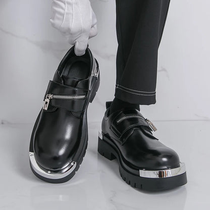 Men's Thick-Soled Leather Shoes Designer's Personalized Style Leisure Party Office Outdoor Fashion Street Black White Shoes