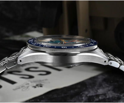 San Martin Original Design Fashion GMT 39.5mm Men Sports Watch Japan NH34 Automatic Mechanical Waterproof 100m SN0116 Reloj