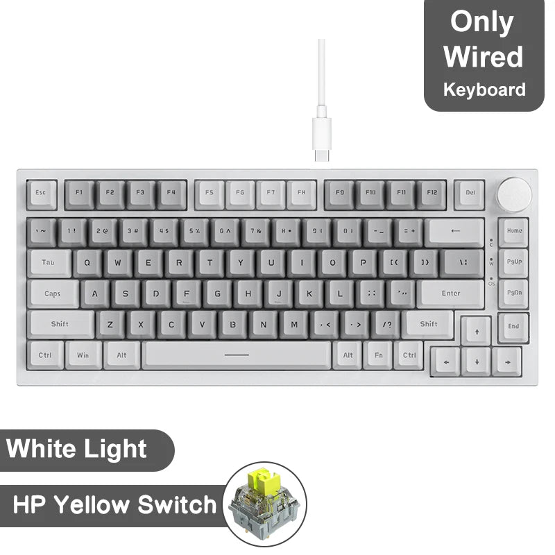 AJAZZ AK820 Pro Gaming Mechanical Keyboard 75% Wireless Bluetooth RGB Hot-Swappable Mechanical Keyboard with Volume Knob for PC, Mac & Laptop