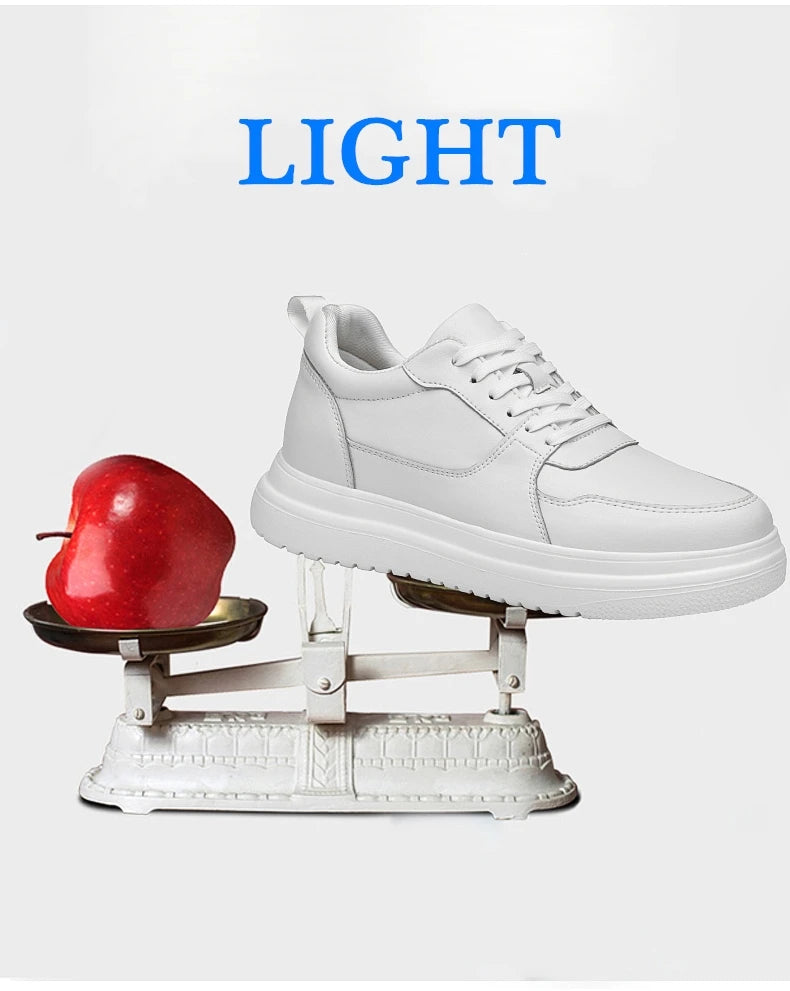 Big Size Lift Men Sneakers Elevator Shoes Heightening Height Increase Insole 7-8CM High Heels Shoes Genuine Leather Sport Shoes