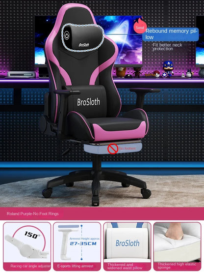 S6 Ergonomic Gaming Chair with Adjustable Backrest, Comfortable Computer Chair, Swivel Lift Chair with Armrests for Gaming & Office