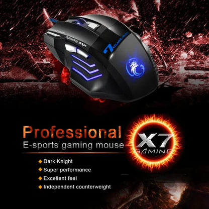 Trådbunden gamingmus för gamer, datormus med RGB-bakbelysning, ergonomisk och tyst mus med LED-belysning, 7 knappar, USB-mus för PC och stationär dator