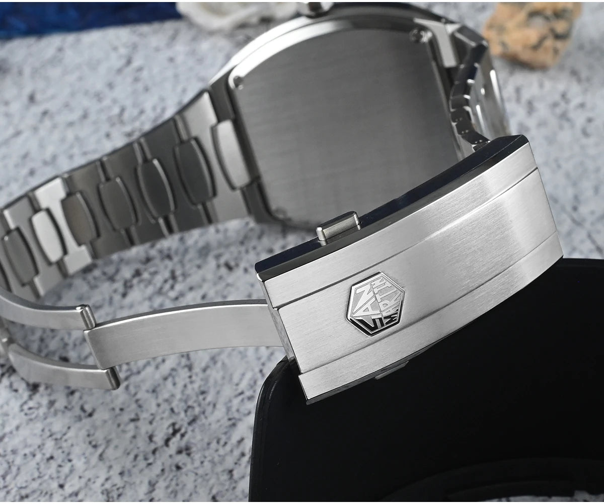 San Martin 39.5mm Tonneau Luxury Men Watch Mineral Dial Casual Sports PT5000 SW200 Automatic Mechanical Sapphire Luminous SN0145