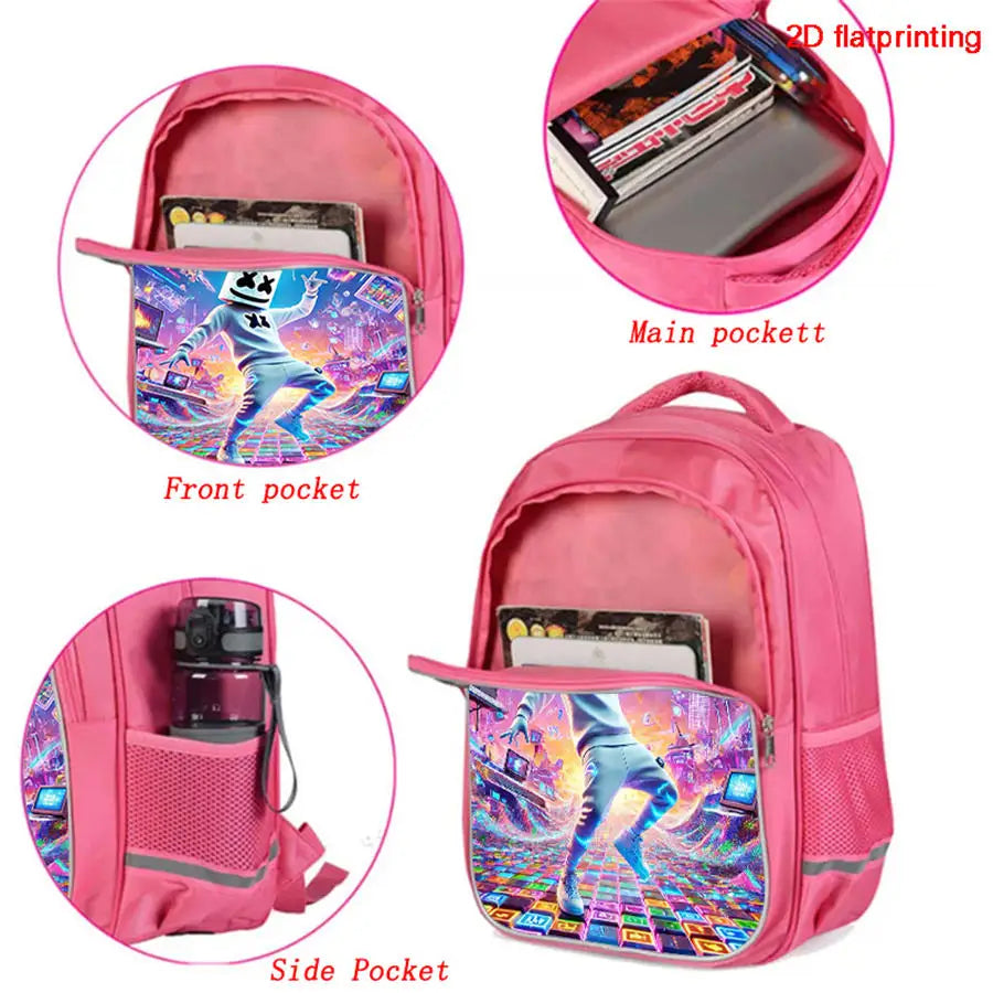 FORTNITE 16-inch Durable Lightweight Backpack, Dual Zipper Pockets, Cartoon Style for Boys & Girls 6-10,Free 3D Printed Keychain
