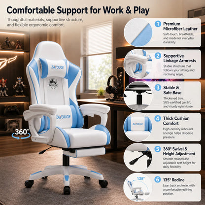 AOLIVIYA Gaming Reclining Office Chair Home Computer Rotating Lifting Backrest Internet Cafe E Sports Game Seat With Footrest