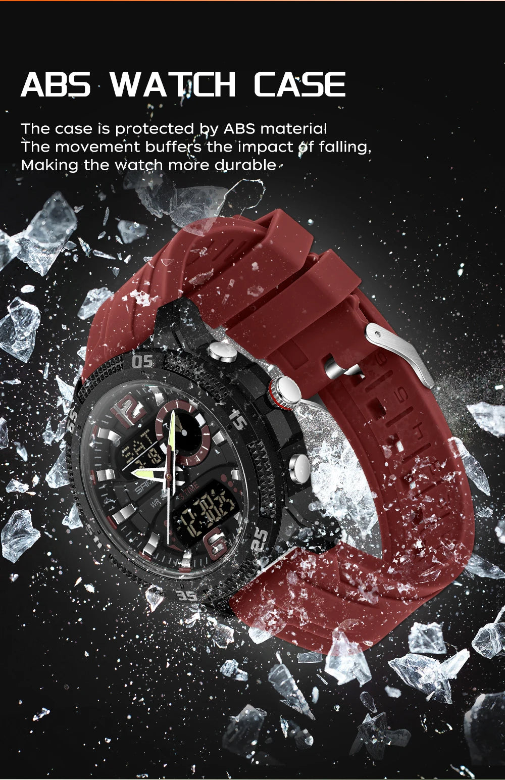 SANDA Fashion Luxury Men's Watches Dual Digital Display Sport Analog Quartz Man Wristwatch Casual Waterproof Silica Chronograph