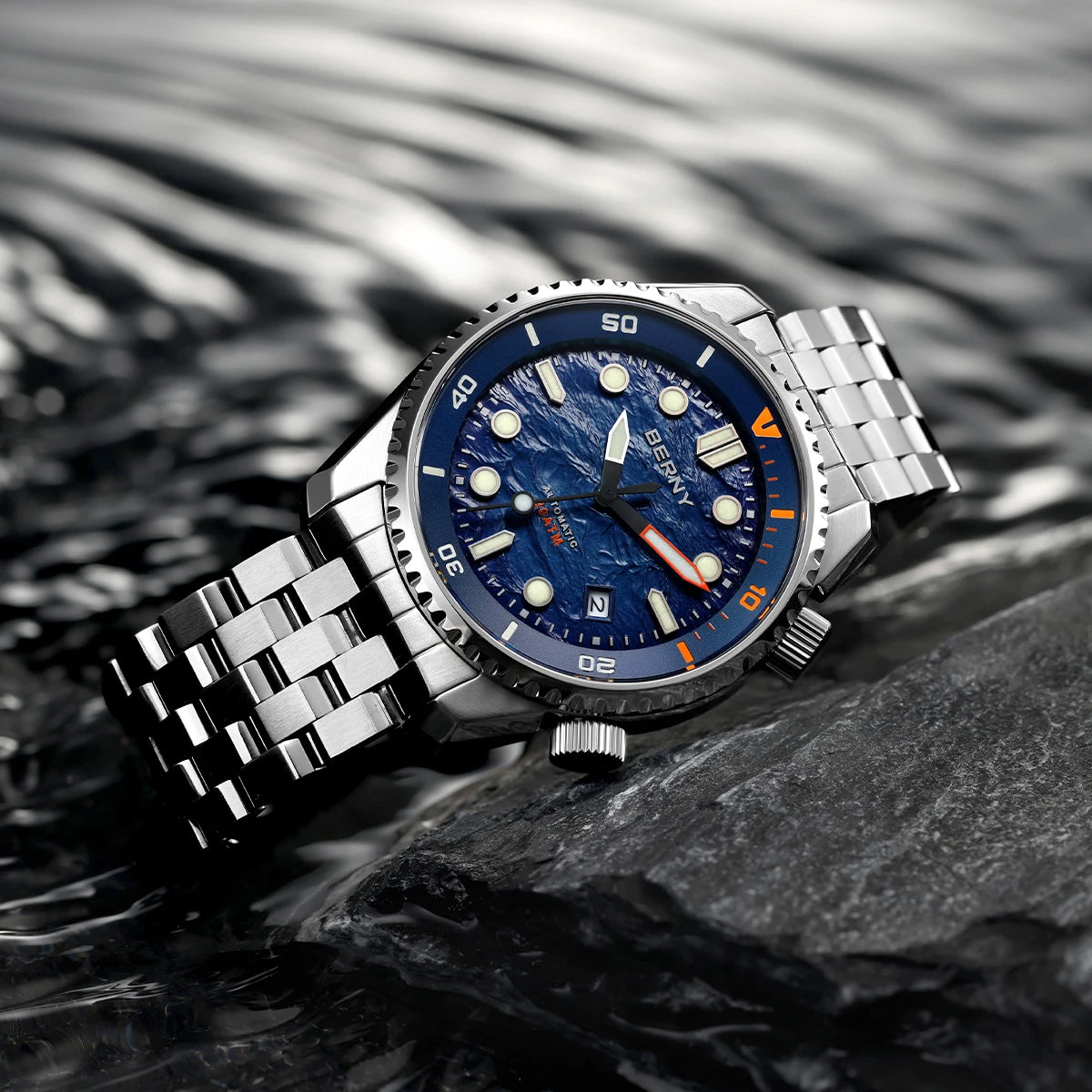 BERNY Diver Automatic Watches Men's Luxury Sapphire 316L Stainless Steel Mechanical Watch 42MM 200M Waterproof Diving Men Watch