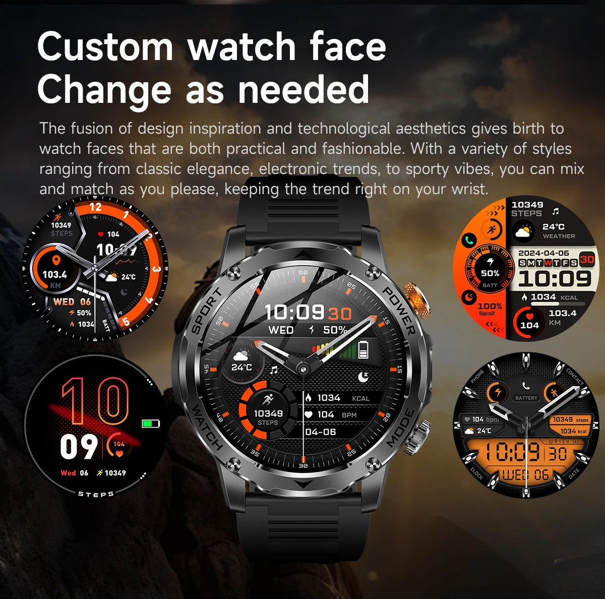 LIGE New Smart Watch Men 1000mAh Large Capacity Battery Outdoor Flashlight Bluetooth Call Waterproof Sport Fitness Smartwatch