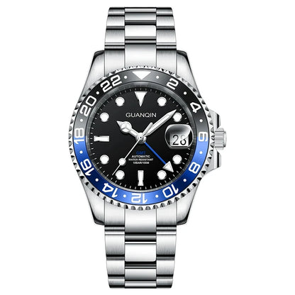GUANQIN GMT Herrenuhren 2025 Neue Automatikuhr für Herren NH34 Mechanische Armbanduhr Saphirglas Edelstahlgehäuse Linkshänder