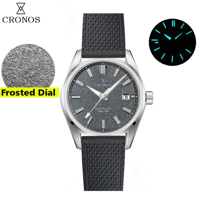 Cronos Men Watch 39mm Automatic Wristwatches White Dial Solid Links Sapphire 10 ATM L6037M