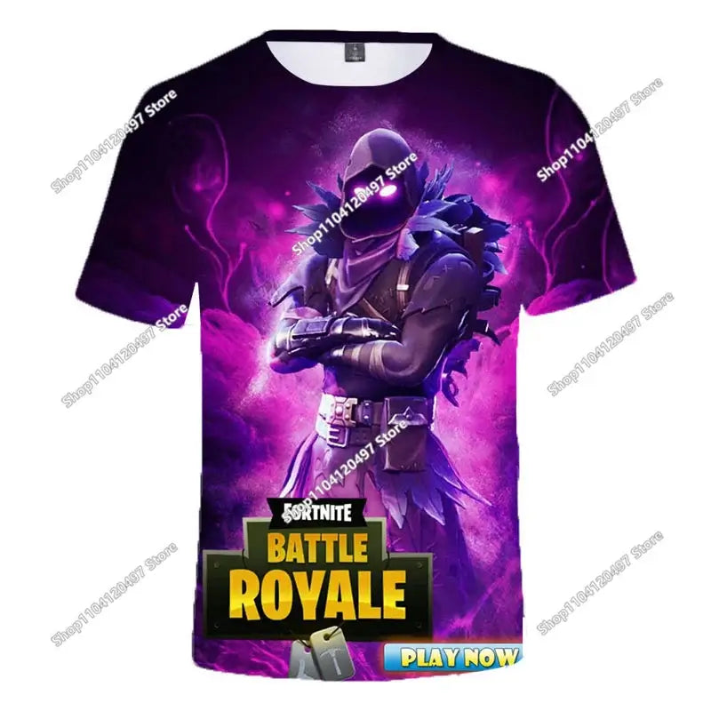 T-shirt 3D Halloween Peely per ragazzi e ragazze, maglietta natalizia Fortnite, Battle Royale Streetwear per bambini, Victory Game, T-shirt da uomo, abbigliamento