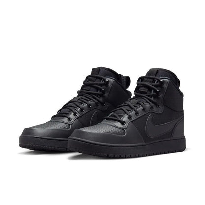 Nike Court Borough Mid Solid Color Versatile Fashionable Leather Mid-Top Men's Black Sneakers Aa0547-002