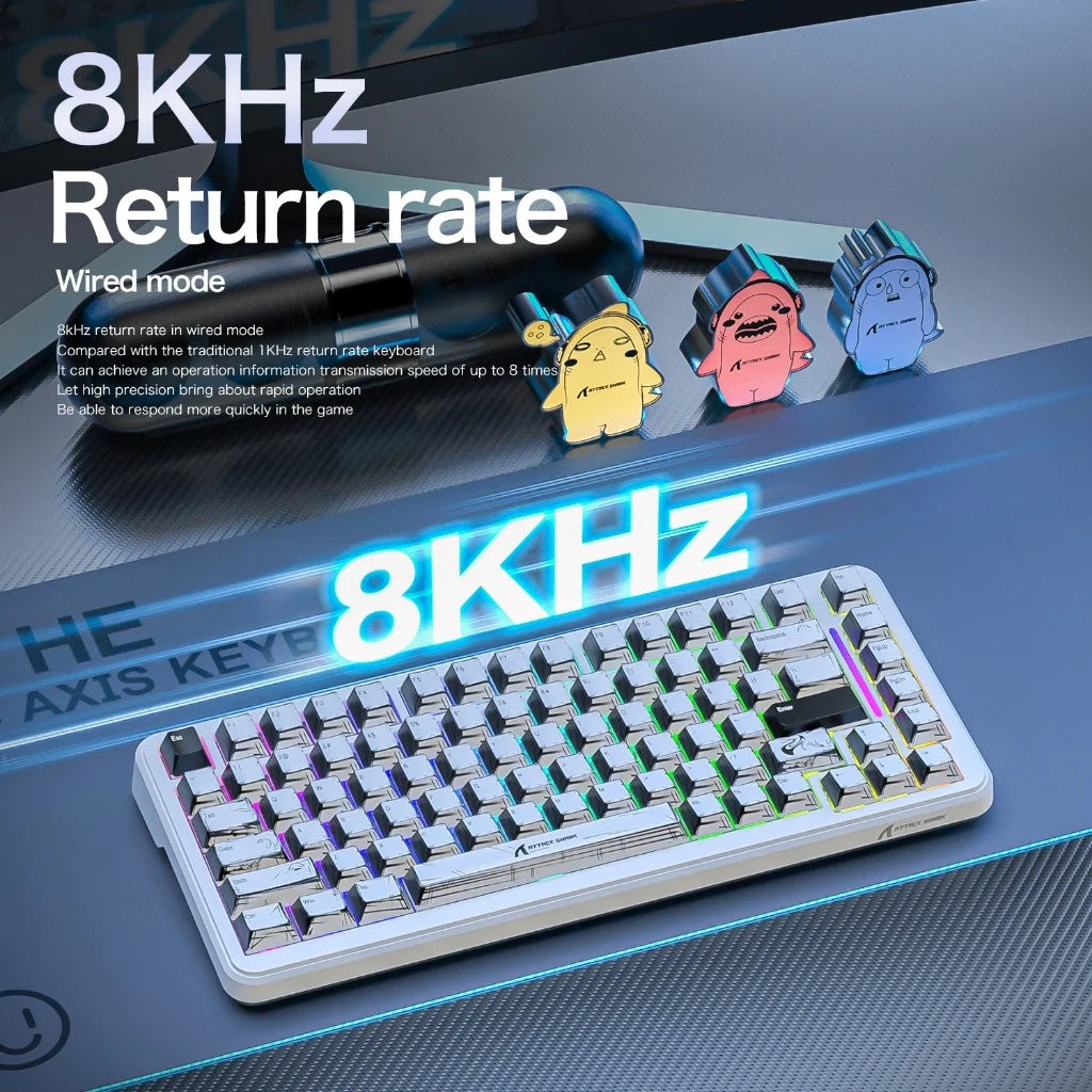 ATTACK SHARK X82Pro HE Wireless Magnetic Axis Gaming Keyboard 8KHz Rate 0.01mm RT Precision 5000mAh Tri Mode RGB 82 Keys PBT
