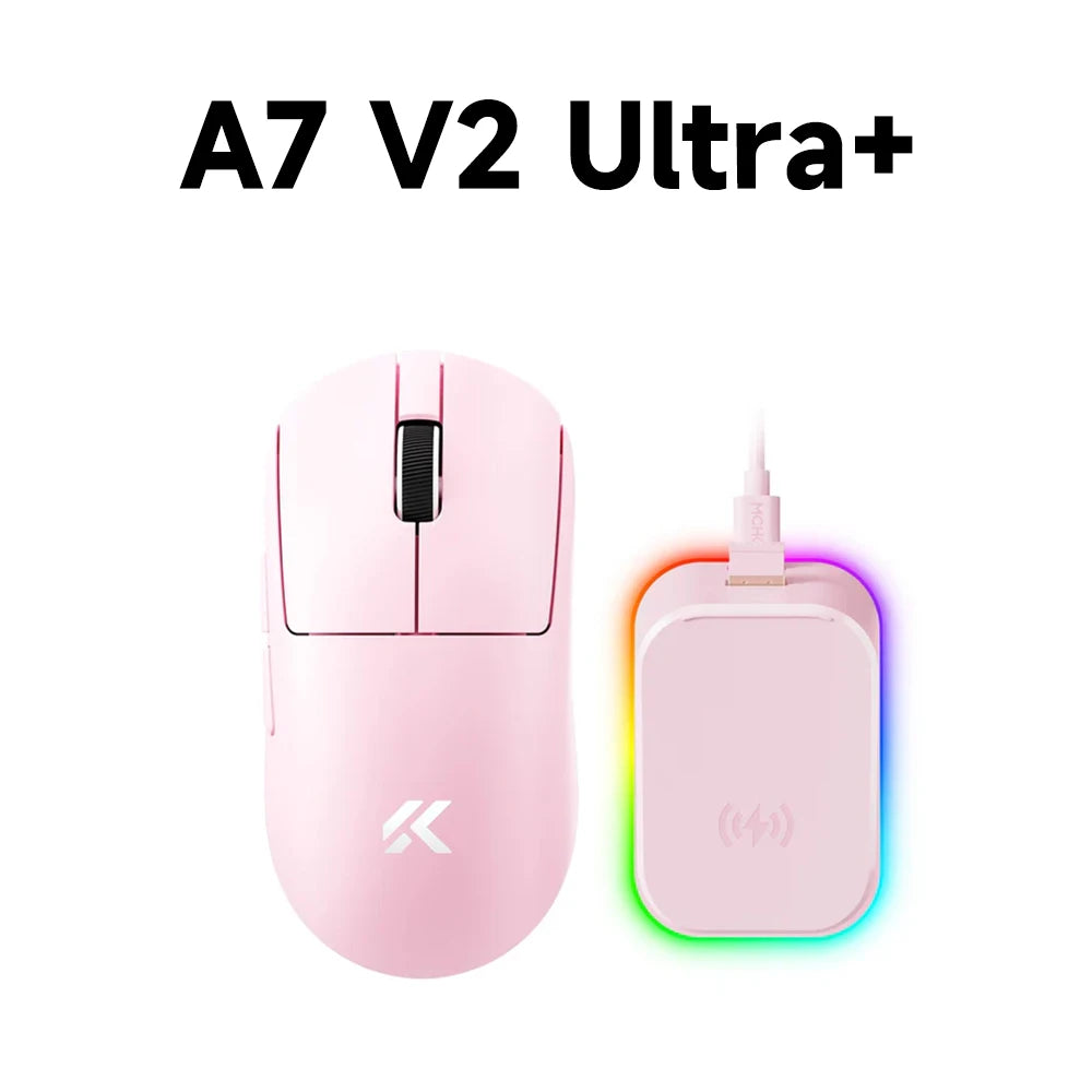 MCHOSE A7 V2 mouse da gaming wireless leggero, doppia frequenza di polling 8,000Hz, PAW3950 TI, mouse per gaming, eSport e ufficio