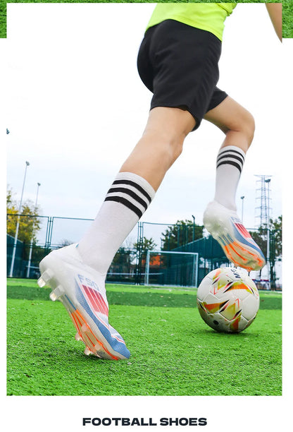 Men's Football Boots Futsal Ultralight Soccer Shoes Training TF Match Long Spikes Breathable Indoor Sneakers Cleats Drop Shipping