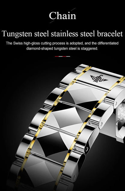 OUPINKE 3169 Japan Movement Men's Watch Classic Luxury Men's Watches Tungsten Steel Strap Man Wristwatch