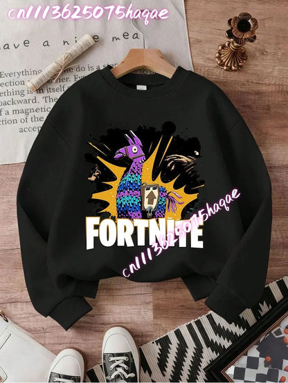 Fortnite Children Long-Sleeved Girls Streetwear Boys Baby Sweatshirt Pullover Sweatshirt Anime Fashion Kid Clothing Tops Gift