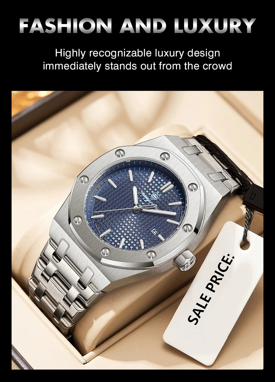 PAAZOMU Luxury Square Man Quartz Watch Waterproof Luminous Date Men's Watch High Quality Stainless Steel Business Men Watches