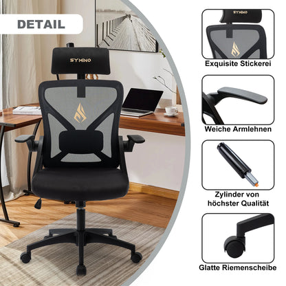 Symino Ergonomic Office Chair with Adjustable Headrest, Armrests & Lumbar Support, Rotating Rocker Executive Desk Chair for Home and Work