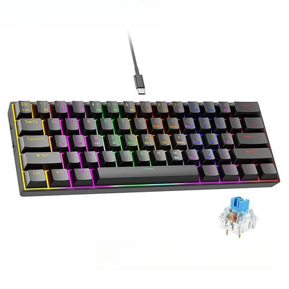 60% mechanical keyboard 61 key wired luminous gaming keyboards Gamer teclado para computadora pc ergonomic black white key board