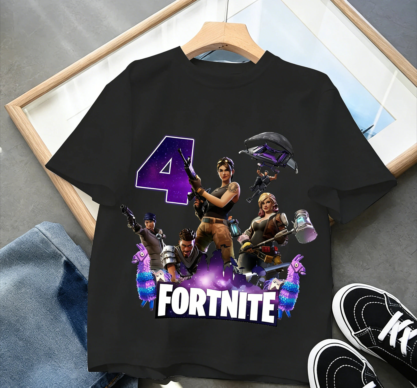 Fortnites Children Birthday Number T Shirt Girls Boys Summer Clothes Baby Cotton Tee Shirts Party Short Sleeve Tops Toddler Gift