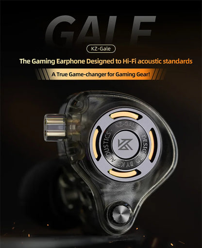 Auriculares IEM Gaming KZ Gale – Monitor In-Ear HiFi con driver superlineal y cable desmontable de 2 pines chapado en plata
