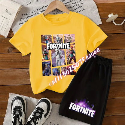 Fortnite T-shirt and Shorts for Boys and Girls Tee Pants Set Summer 2pcs Children Clothing Tops T-shirts Fortnite Print Tees Gift