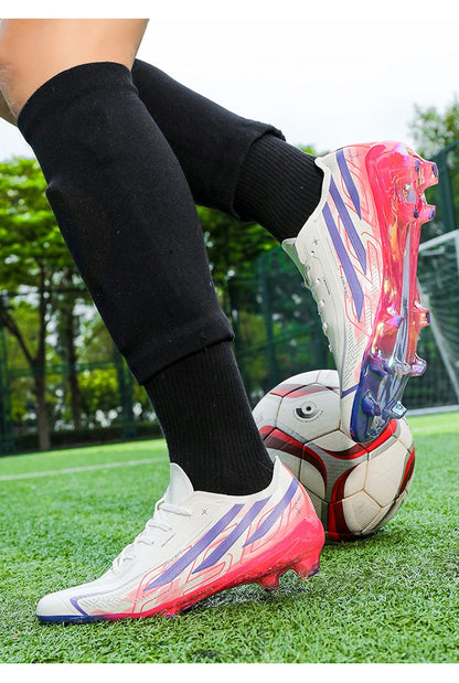 Chaussures de football pour adultes, économiques, en tissu mélange de polyuréthane, avec crampons en caoutchouc résistants et antidérapants, idéales pour les amateurs et les passionnés de football.