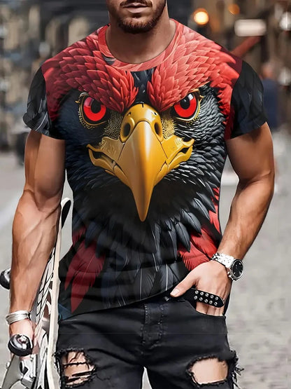 New Cool Eagle Pattern T Shirt For Men Clothing 3D Print Flame Eagle Summer Streetwear Trendy Short Sleeve Men  T-Shirts Tops
