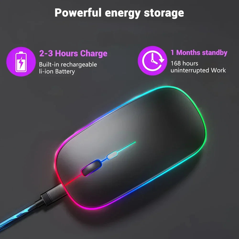 Ratón inalámbrico recargable de doble modo, compatible con Bluetooth y USB 2.4G, para ordenador, portátil, iPad, tablet y notebook, ratón gaming