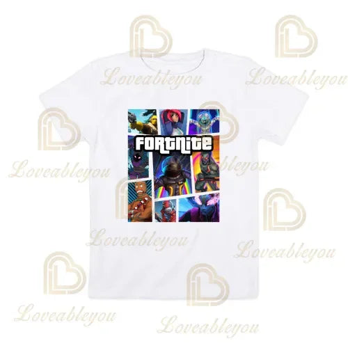 T-shirt Cartoon Fortnite para Rapazes e Raparigas, Battle Royale 3D, 3 a 14 Anos, Victory Royale, Top de Jogo para Criança e Roupa Teen