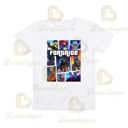 T-shirt Cartoon Fortnite para Rapazes e Raparigas, Battle Royale 3D, 3 a 14 Anos, Victory Royale, Top de Jogo para Criança e Roupa Teen