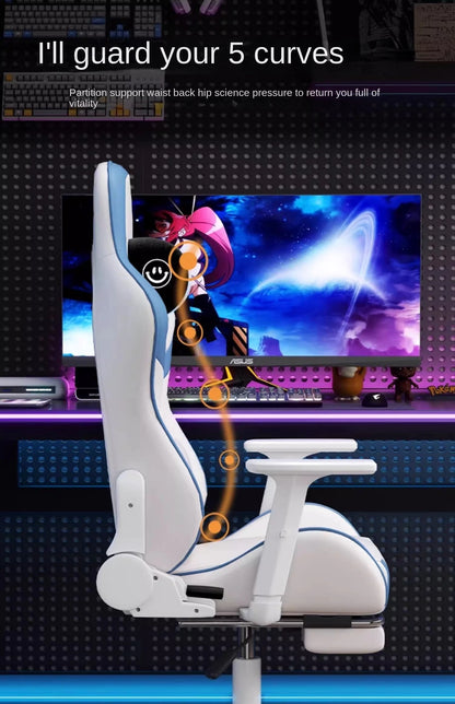 S6 Ergonomic Gaming Chair with Adjustable Backrest, Comfortable Computer Chair, Swivel Lift Chair with Armrests for Gaming & Office