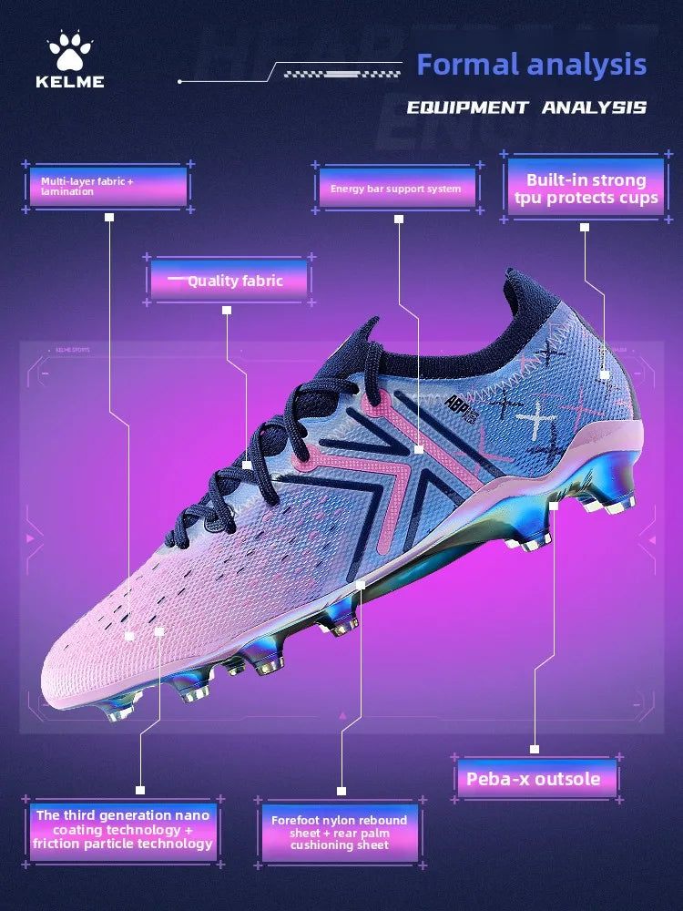 KELME FG profesionalni nogometni čevlji z dolgimi žeblji za naravno travo, profesionalni tekmovalni nogometni čevlji, protizdrsni nogometni čevlji za notranjo uporabo