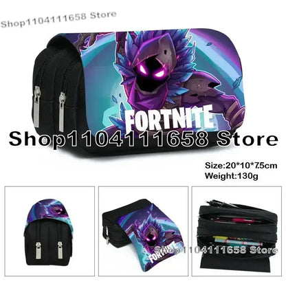 Fortnite Large Capacity Waterproof Velcro Pencil Case, Student Black Estuche Stationery School Pennenzak Supplies