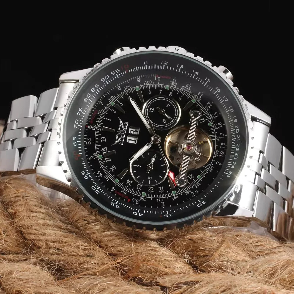 Jaragar 50MM Automatic Mechanical Watch for Men, Multifunctional, Date Month Week Display, 3ATM Waterproof, Business Casual Style