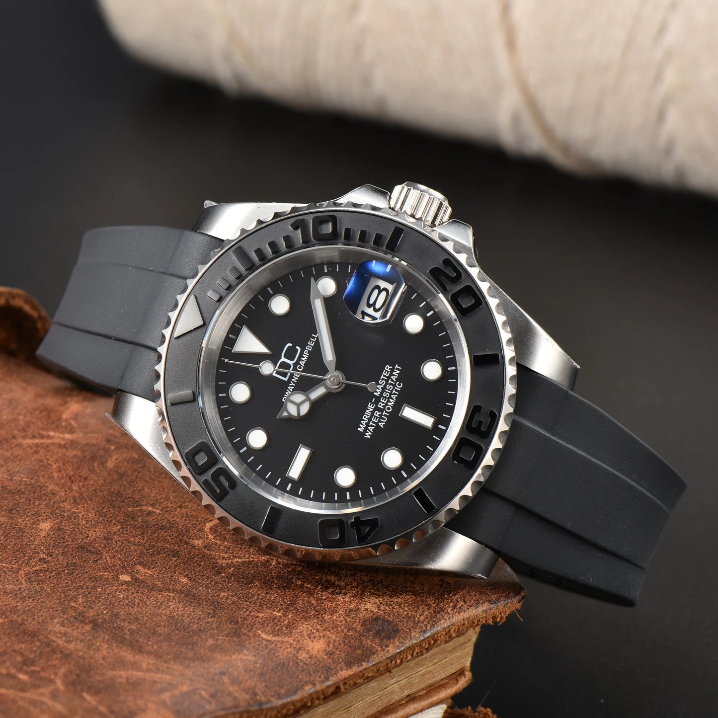 DWAYNE CAMPBELL NH35 Men's Mechanical Watch Waterproof Rubber Band Luminous Sapphire Glass Sport Watch
