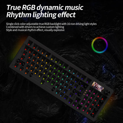 YINDIAOY95 Three Mode Mechanical Keyboard Hot Swap RGB Gaming Keyboard DIY Kit with Customize Display
