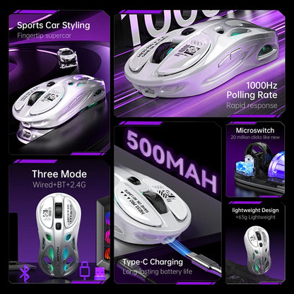 Kabellose 2.4G Tri-Mode RGB Gaming-Maus mit leichtem Hohl-Design, Chroma-Beleuchtung, kabelgebunden, Bluetooth, E-Sports-Maus-Controller