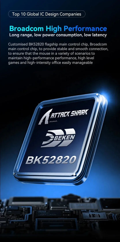 ATTACK SHARK X11SE ultra lagani bežični gaming miš, životni vijek od 20Million ciklusa, PAW3311 Gaming, 22KDPI, 400IPS, 40G, 1KHz, 65 Hours, 30mAH
