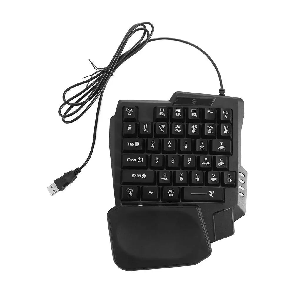 USB Single Hand Keyboard Luminous Ultra-slim One Handedly Keyboard 3 Color Backlight 35 Keys Gaming Mechanical Keyboard Laptop