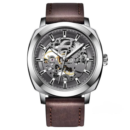 BENYAR Watch for Men Luxury Skeleton Tourbillon Automatic Mechanical Men's Watch 30M Waterproof Leather Strap Sports Reloj Hombre